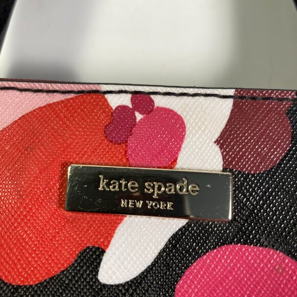 Kate Spade Floral Print Medium Shell Handbag Black, Pink, Red Rust Bag - Picture 3 of 9